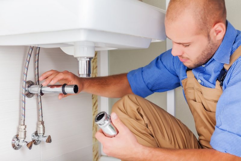 plumber fixing the sink